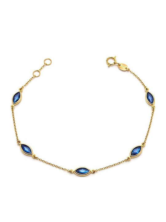 Paraxenies Women's Bracelet Chain Made of Silver Gold Plated with Zircon