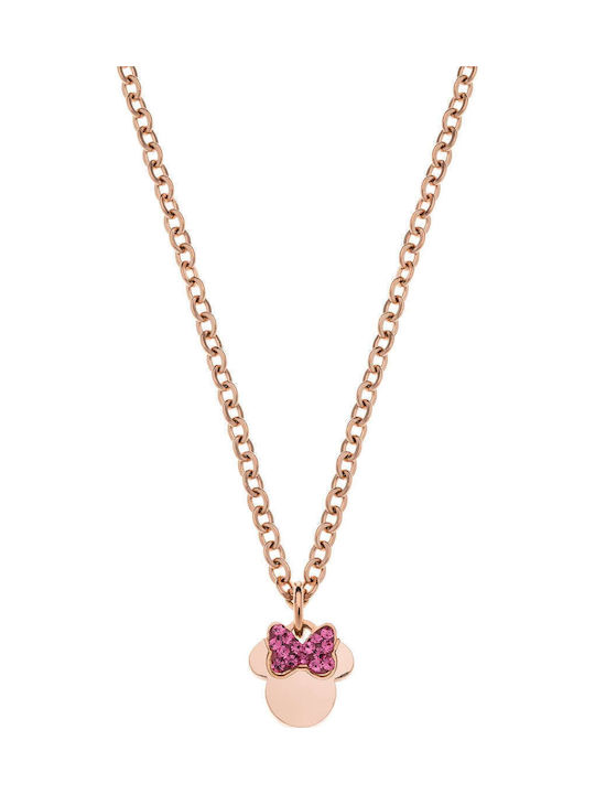 Disney Necklace in Pink Gold Plated Steel with Zircon