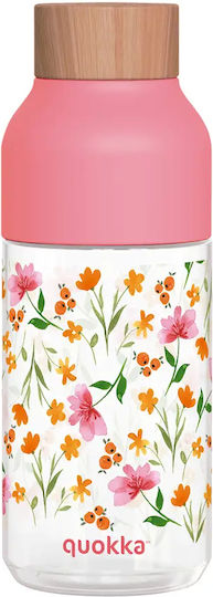 Quokka Kids Plastic Tritan Ice Pink Flowers Water Bottle 570ml