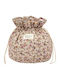 Handmade Cotton Toiletry Bag Pouch Mocha Flower Amaryllis Slippers Greek Made