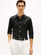 Long Sleeve Linen Shirt Black