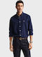 Seersucker Long Sleeve Cotton Shirt In Regular Fit Blue