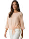 Women's Blouse with 3/4 Sleeve Striped Salmon