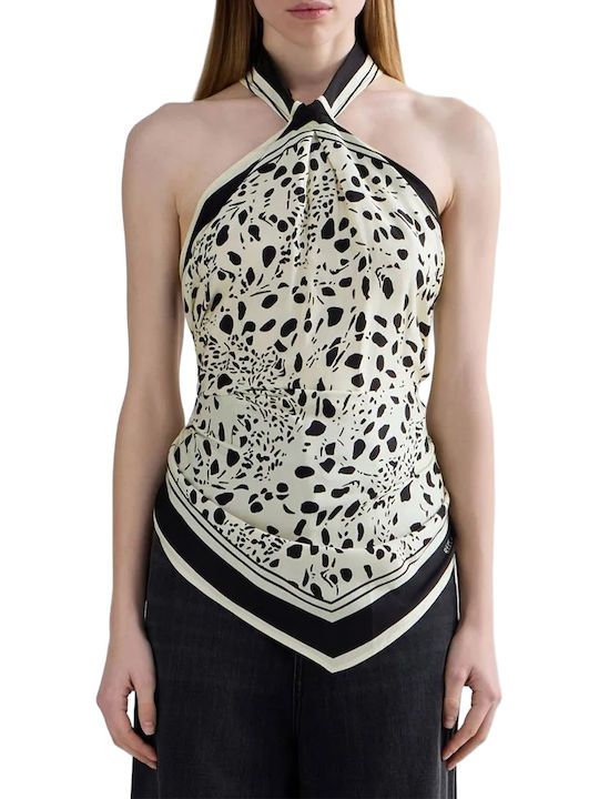 Replay Damen Bluse Schwarz/Ecru