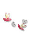 Kids Earrings Girls 925 Silver Enamel Glitter & Ballerina Leotard Tutu Platinum Plated Studs Woofie 0130525001 / Silver Pink Enamel Tutu Pink Silver White 0130525001