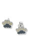 Unisex Silver Enamel Paw Print Animal Platinum Plated Stud Earrings Woofie 0130492601 White Black Enamel Silver White 0130492601