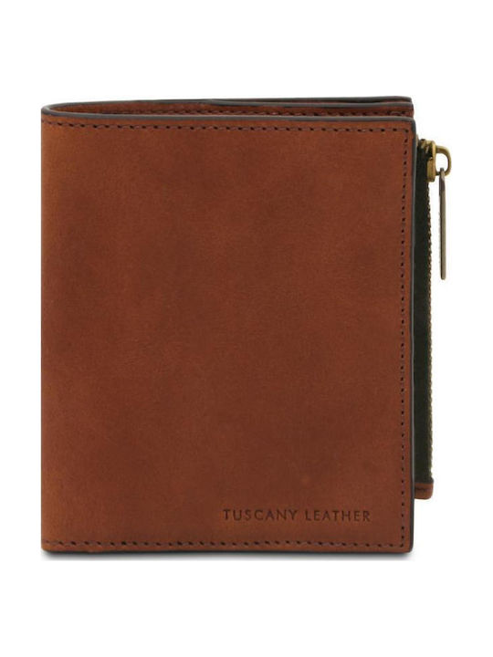 Tuscany Leather Δερμάτινο Ανδρικό Πορτοφόλι Καφέ