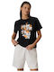 Women's Short Sleeve Black Blouse