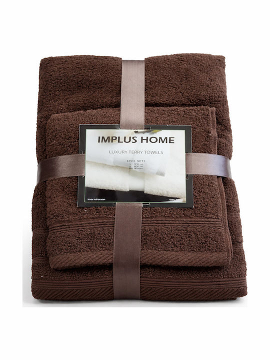 Комплект Хавлиени Кърпи 3 Бр Implus Шоколад