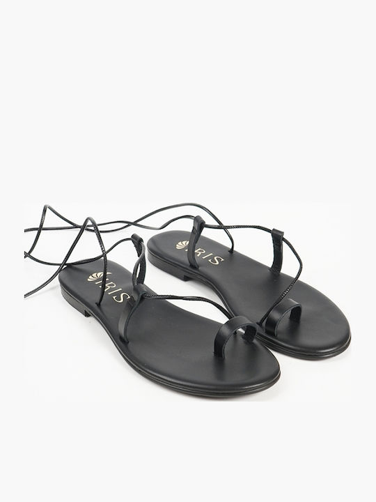 IRIS Leather Women's Flat Sandals Black