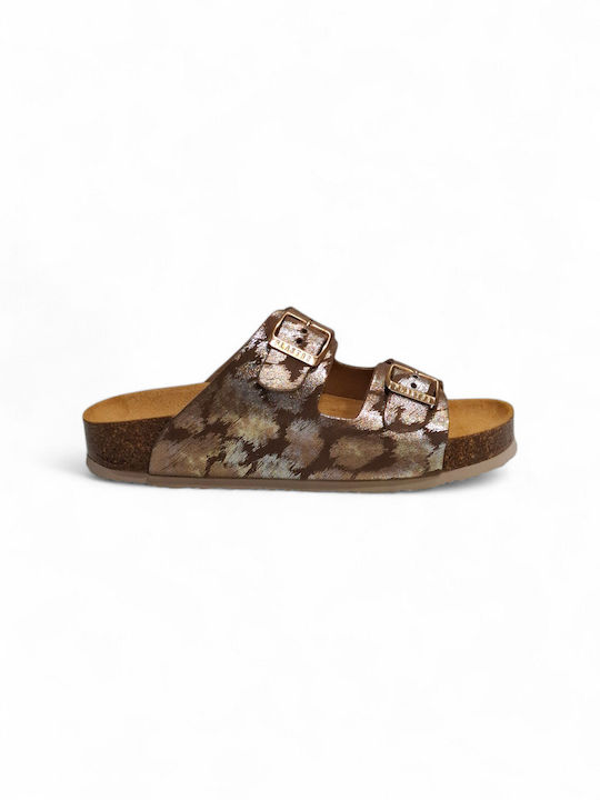 Plakton Leather Women's Flat Sandals Leopard