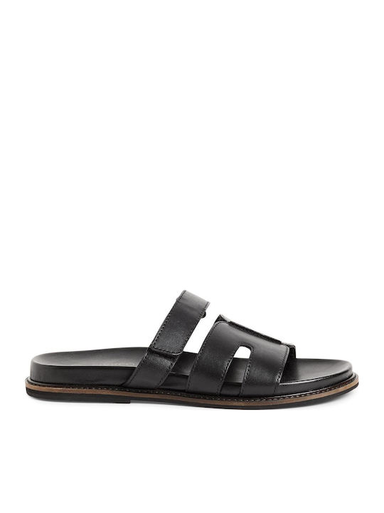 Leather Women's Flat Sandals Black
