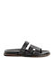 Leather Women's Flat Sandals Black