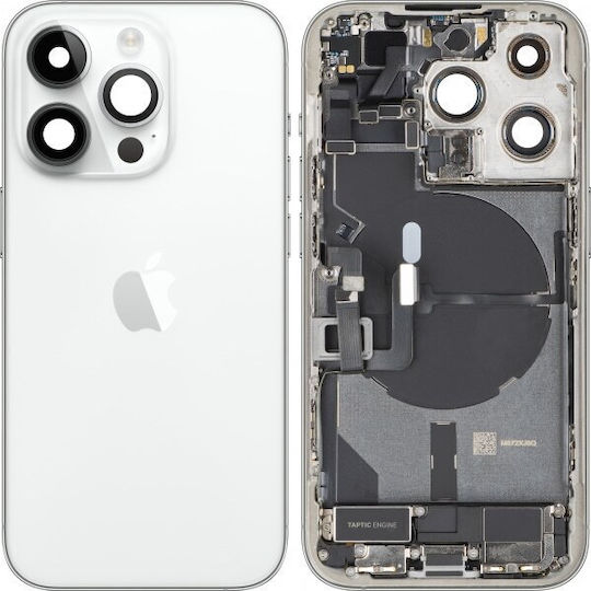 Battery Cover Back Glass Middle Frame iPhone 14 Pro Full Replacement Parts Silver Pulled Grade A
