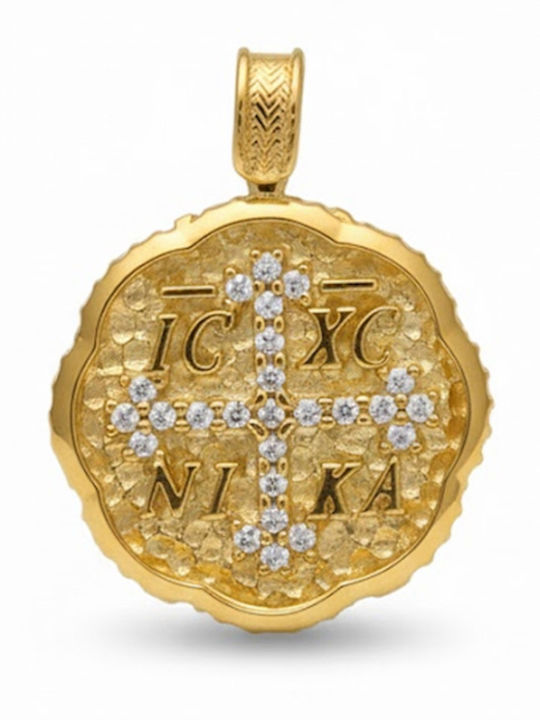 Kontopoulos Pendant Kids Charm Double Sided Constantine Coin Gold 9K KN147BJ