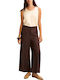 Women's Linen Trousers in Straight Leg Brown