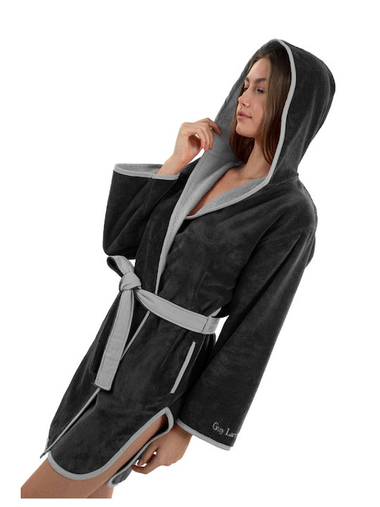Guy Laroche New Comfy Bathrobe Hooded Black 500gsm