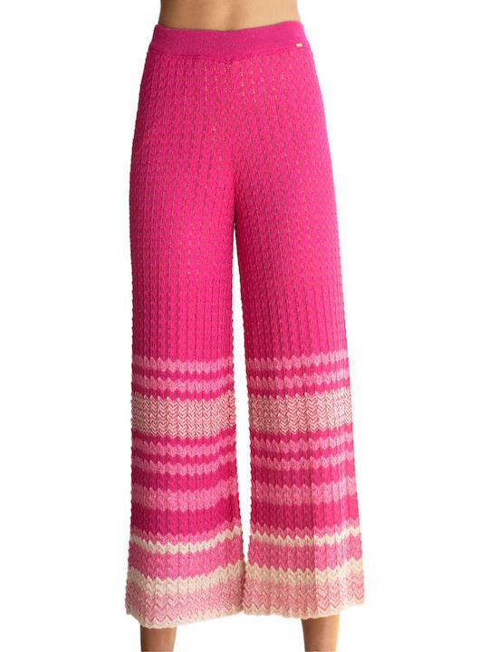 Aggel Women's Fabric Capri Trousers Pink Gold-pink Fuchsia Bright Fuchsia