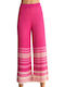 Women's Fabric Capri Trousers Pink Gold-pink Fuchsia-bright Fuchsia