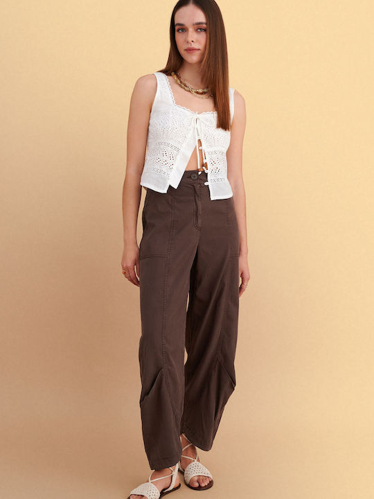 Women's Fabric Trousers Brown