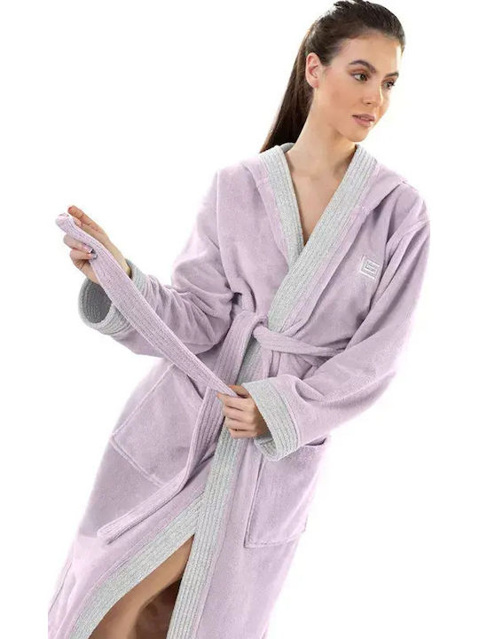Guy Laroche Monogram Bathrobe Hooded Lilac