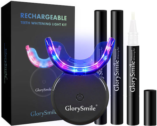 Glorysmile Kit Albire Dinti Fără Peroxid 3x 4ml Gel Lampă Led 16 Usb Reîncărcabilă Portabilă Neagră