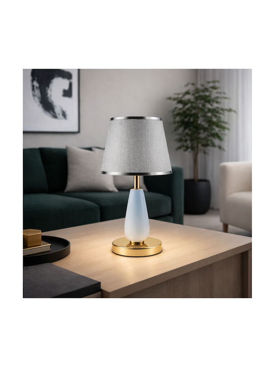 ForHome Metal Table Lamp for E27 Socket with Gray Shade and White Base