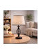 ForHome Metal Table Lamp for E27 Socket with Beige Shade and Black Base