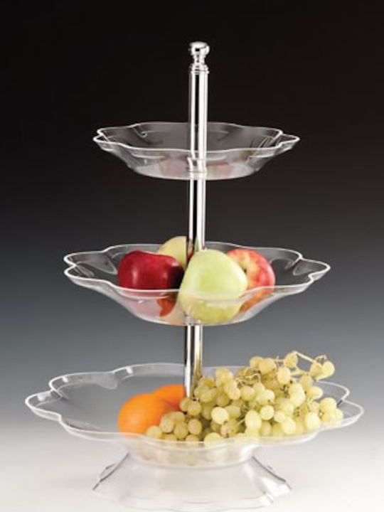 Raki Fructieră Din Plastic Cu 3 Niveluri Transparentă 25x25x55cm