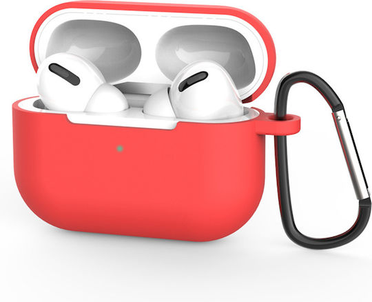 Калъф Силиконов С Кука В Червен Цвят За Apple AirPods Pro 3