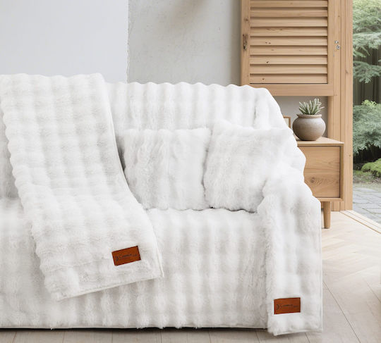 Decorative Pillow Case Furry White 40x40cm