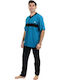 Dustin Sommer Herrenpyjama Hose Baumwolle Petrol B683