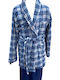 Lanotte Winter Checked Men's Robe Blue Grey Checked 3A_25_26-555