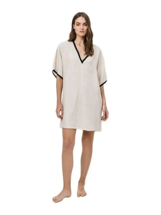 Aruelle Women's Beige Black Beach Dress