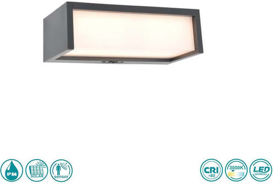 Lutec Telis Wall Mounted Solar Light Warm White 3000K with Photocell