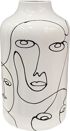 Marhome Βάζο Κεραμικό Λευκό Φ15.5xΥ27.5cm