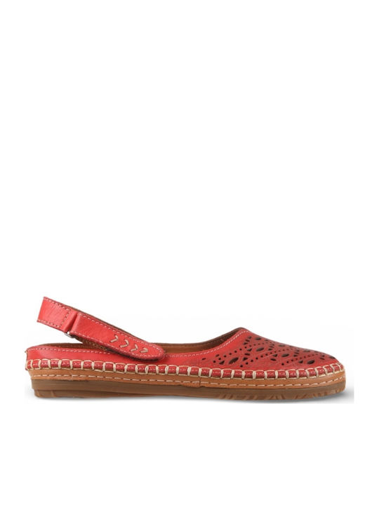 Leather Women's Ballerina Shoes In Red Colour