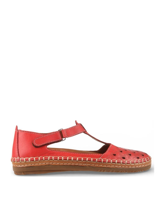 Leather Women's Ballerina Shoes In Red Colour