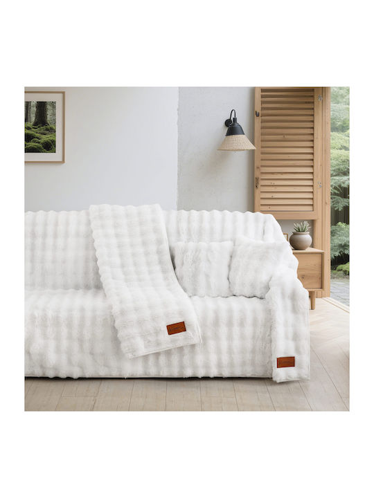 Three-Seater Sofa Throw Fur 180x300cm White