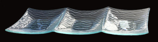 Raki Rectangular Γυάλινη Ορντεβιέρα 3 Θέσεων Μαύρη Ø12cm