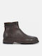 Leather Brown Men's Boots with Zipper