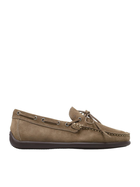 Suede Men's Loafers In Beige Colour