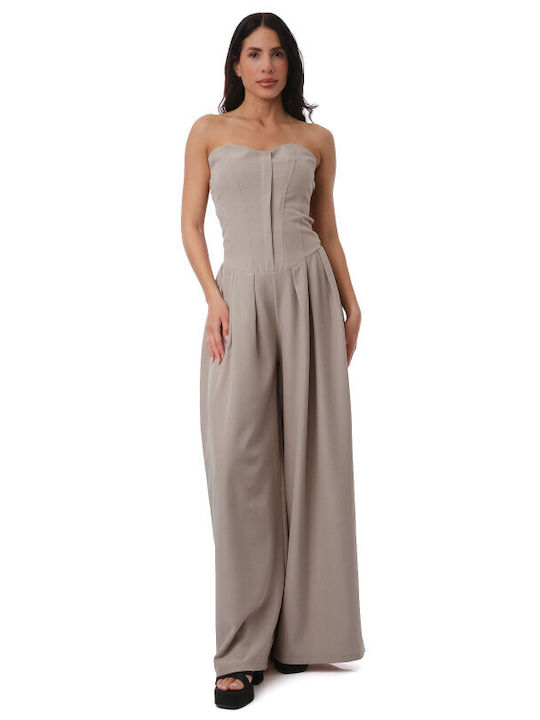 Silia D Women Strapless One-piece Jumpsuit Cigar