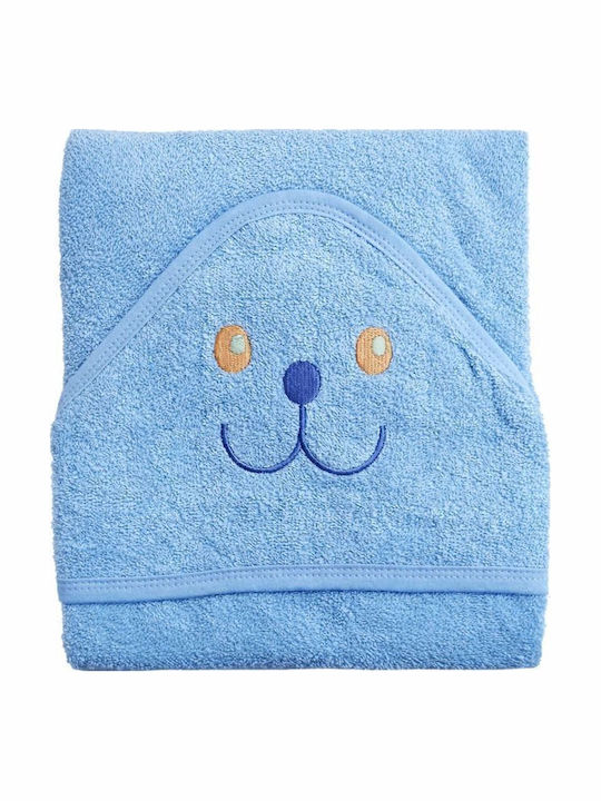 Βρεφική Κάπα-Μπουρνούζι με Κουκούλα Baby Blue 75x75εκ.