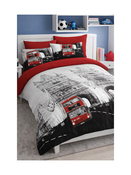Single Cotton Sheet Set Gray 160x240cm 3pcs