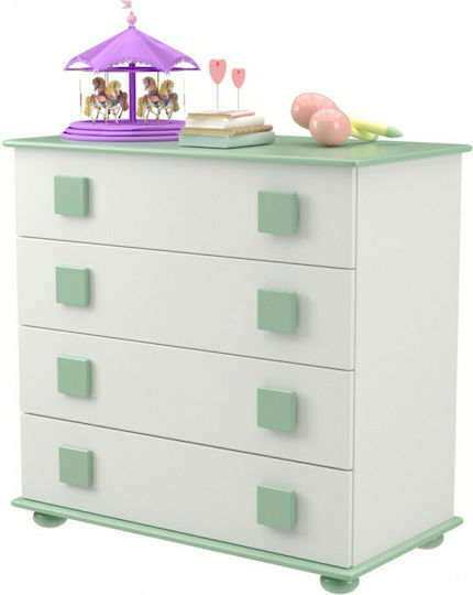 Jiovanni Baby Dresser with 4 Drawers White 89x44x82cm