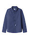 Kids Long-Sleeved Linen Shirt Dark Blue