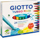 Giotto Turbo Drawing Markers 5mm Thick Thin Set 24 Colours