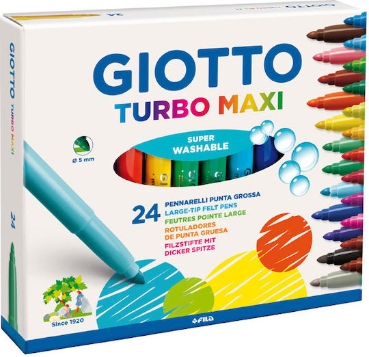 Giotto Turbo Drawing Markers 5mm Thick Thin Set 24 Colours