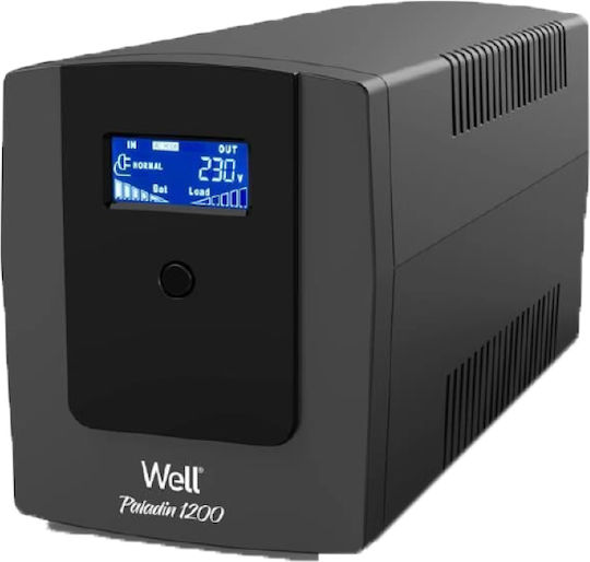 Well 93189 UPS 1200VA 720W με 3 Schuko Πρίζες